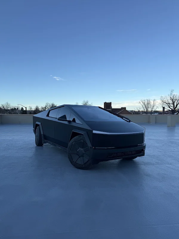 Black Cybertruck photographed by Larry Stindt